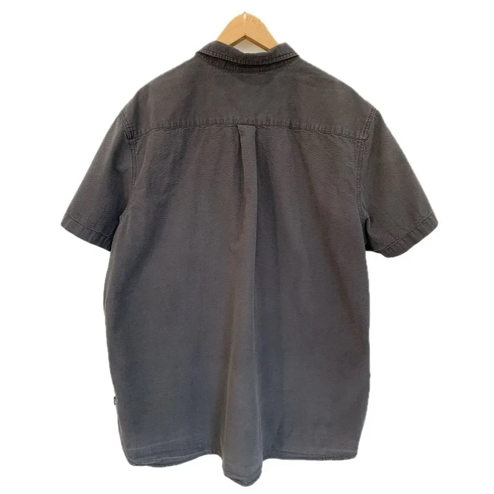 The North Face Short Sleeve Seersucker Button Shirt Mens Size XXL Sun Faded Grey